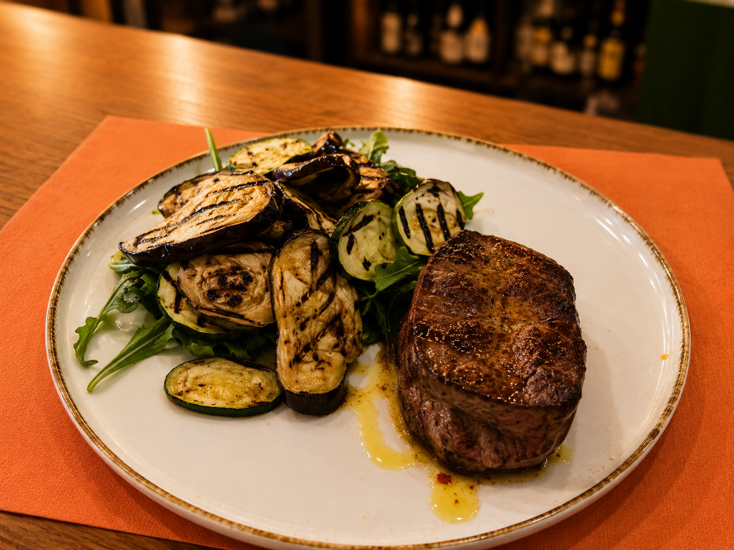 Filete de ternera a la parrilla con verduras — Casa Magnolia