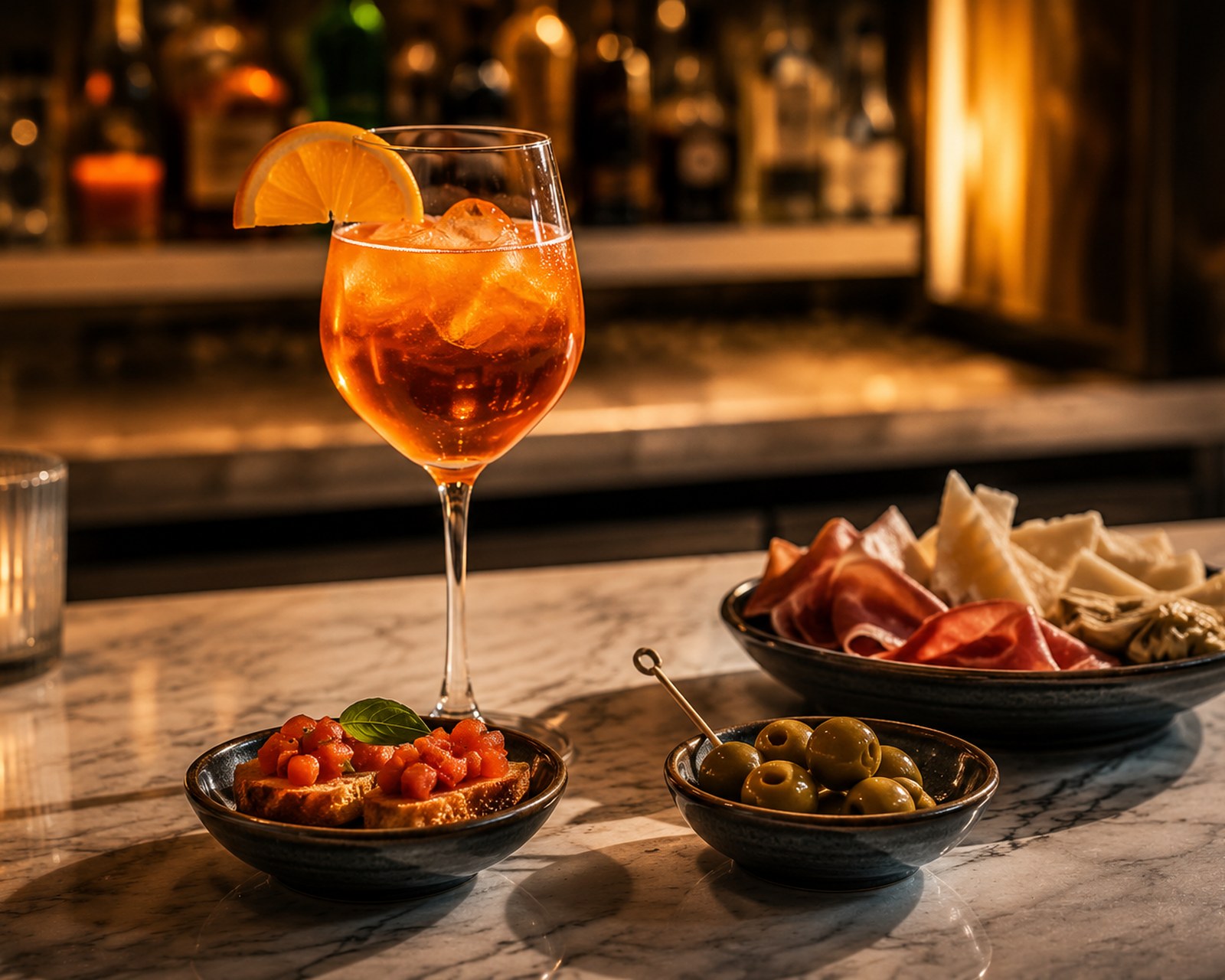 Aperitivo italiano en Casa Magnolia — copas y tabla para compartir