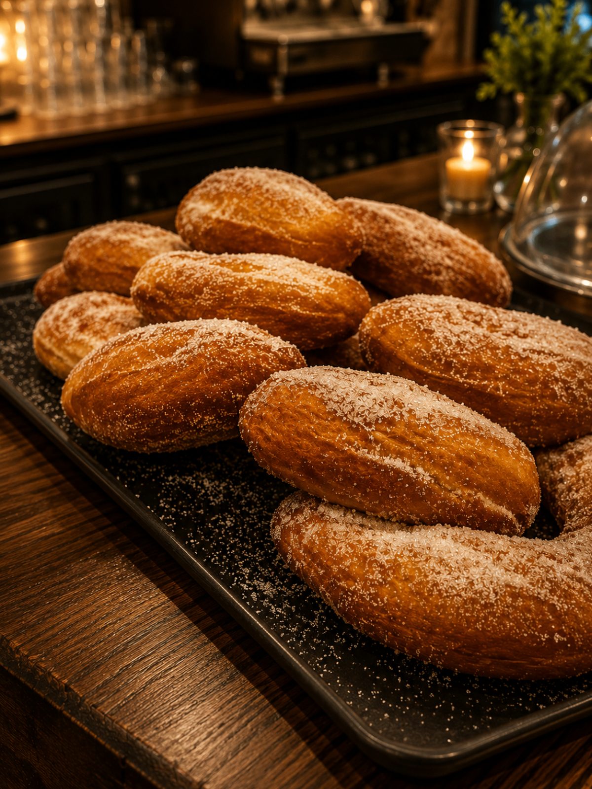 Bomboloni recién fritos con azúcar — Casa Magnolia
