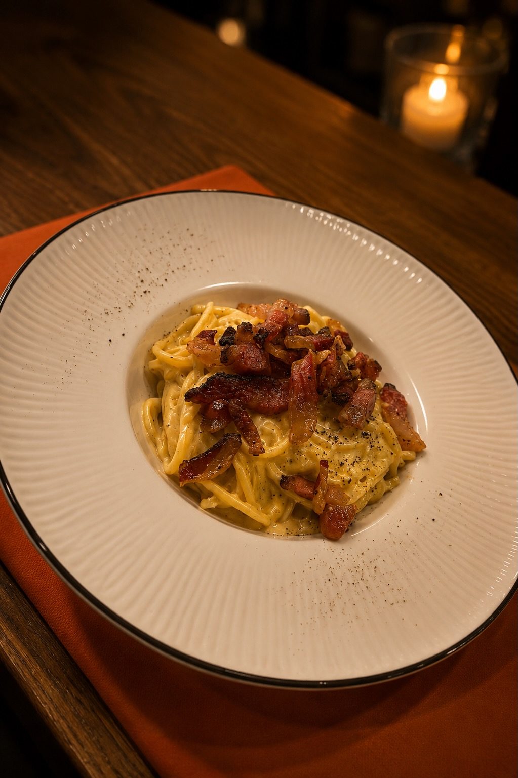 Spaghetti alla carbonara con guanciale crujiente — Casa Magnolia