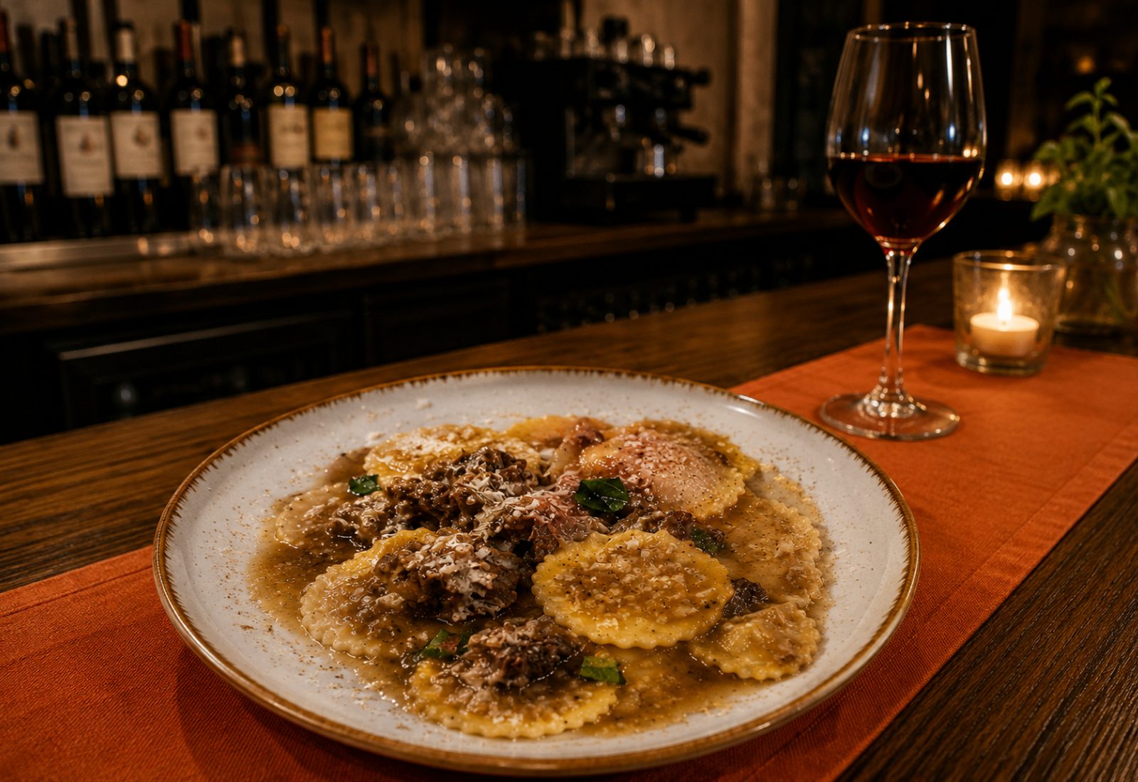 Ravioli con funghi porcini y salsiccia — Casa Magnolia